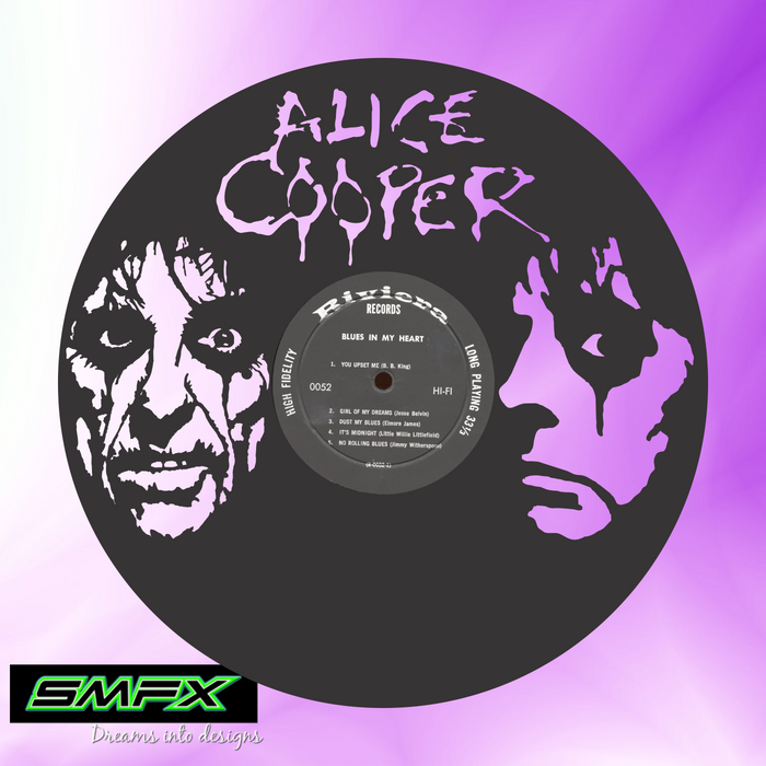 alice cooper Laser Cut Vinyl Record artist representation or vinyl clock