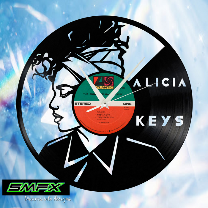 alicia keys Laser Cut Vinyl Record artist representation or vinyl clock