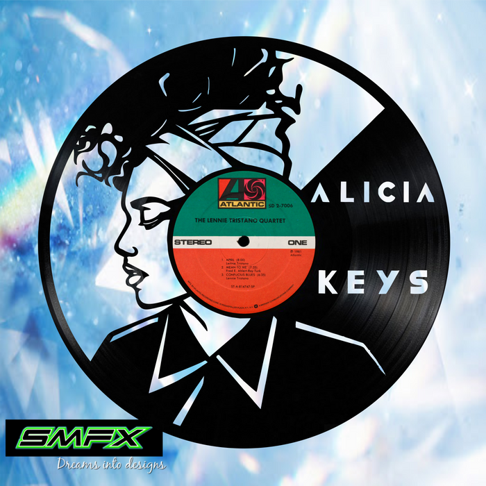 alicia keys Laser Cut Vinyl Record artist representation or vinyl clock