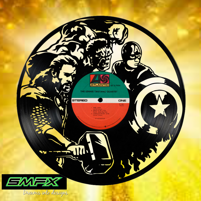avengers Laser Cut Vinyl Record artist representation or vinyl clock