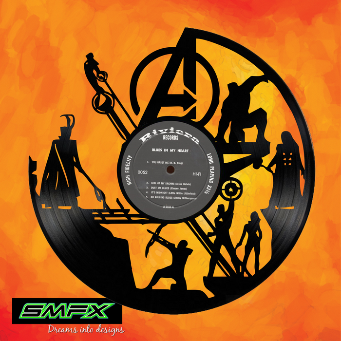 avengers Laser Cut Vinyl Record artist representation or vinyl clock