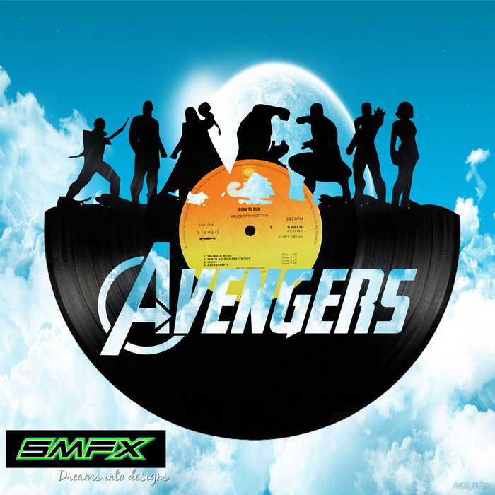 avengers Laser Cut Vinyl Record artist representation or vinyl clock