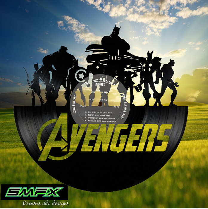 avengers Laser Cut Vinyl Record artist representation or vinyl clock