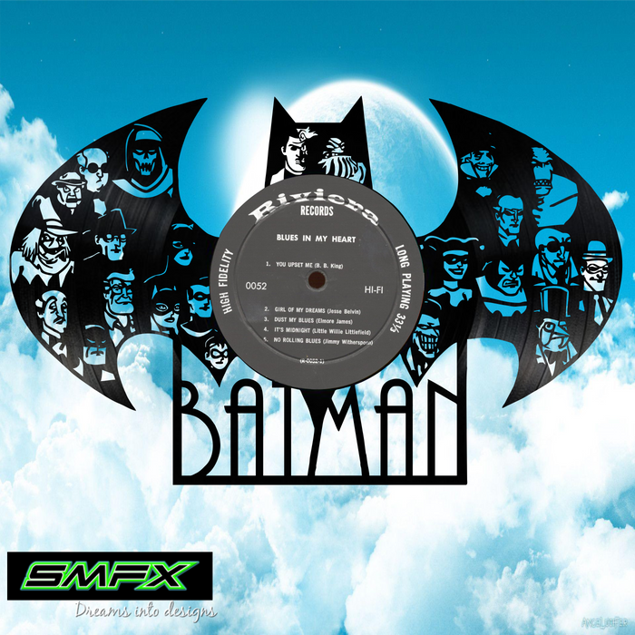 batman Laser Cut Vinyl Record artist representation or vinyl clock