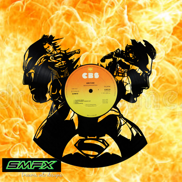 batman vs superman Laser Cut Vinyl Record artist representation or vinyl clock