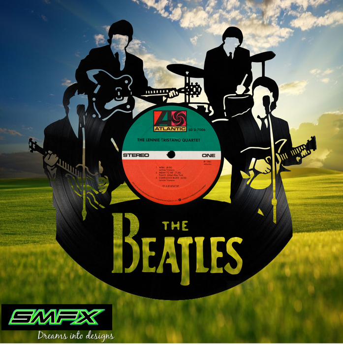 Beatles Laser Cut Vinyl Record artist representation or vinyl clock