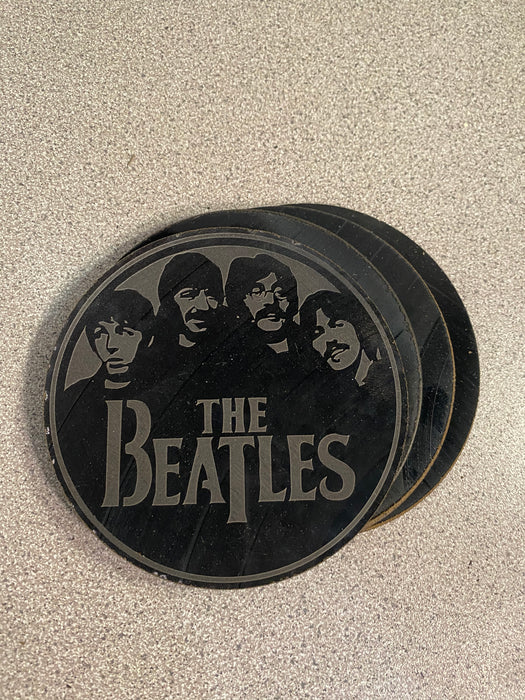 Beatles Laser Engraved Coaster Set of 4 Cut Vinyl Record artist representation