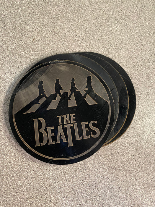 Beatles Laser Engraved Coaster Set of 4 Cut Vinyl Record artist representation