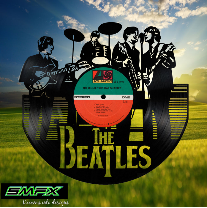 Beatles Laser Cut Vinyl Record artist representation or vinyl clock