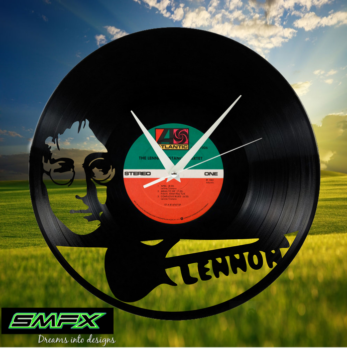 John Lennon guitar Beatles band Laser Cut Vinyl Record artist representation