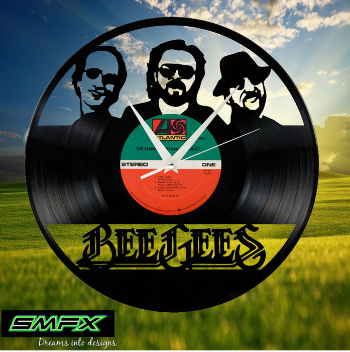 BEE GEES Laser Cut Vinyl Record artist representation or vinyl clock