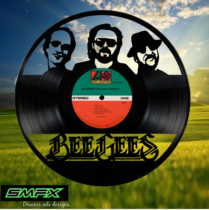BEE GEES Laser Cut Vinyl Record artist representation or vinyl clock