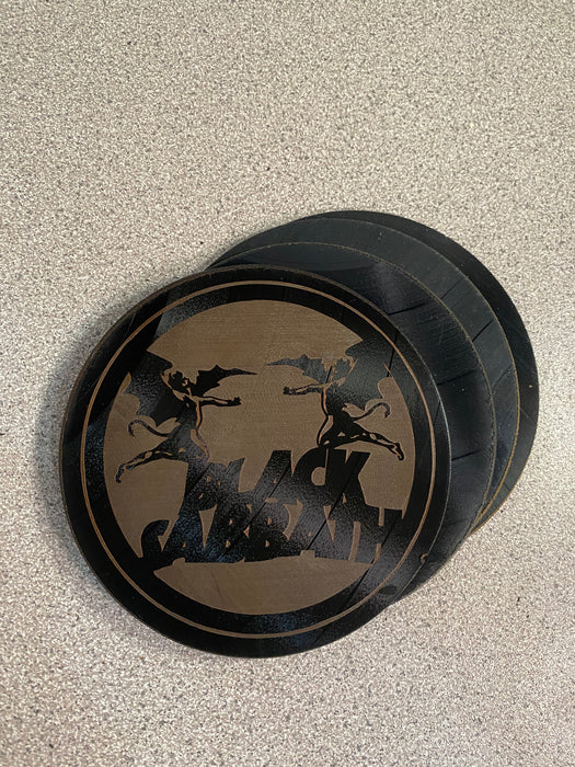 black sabbath Laser Engraved Coaster Set of 4 Cut Vinyl Record artist representation