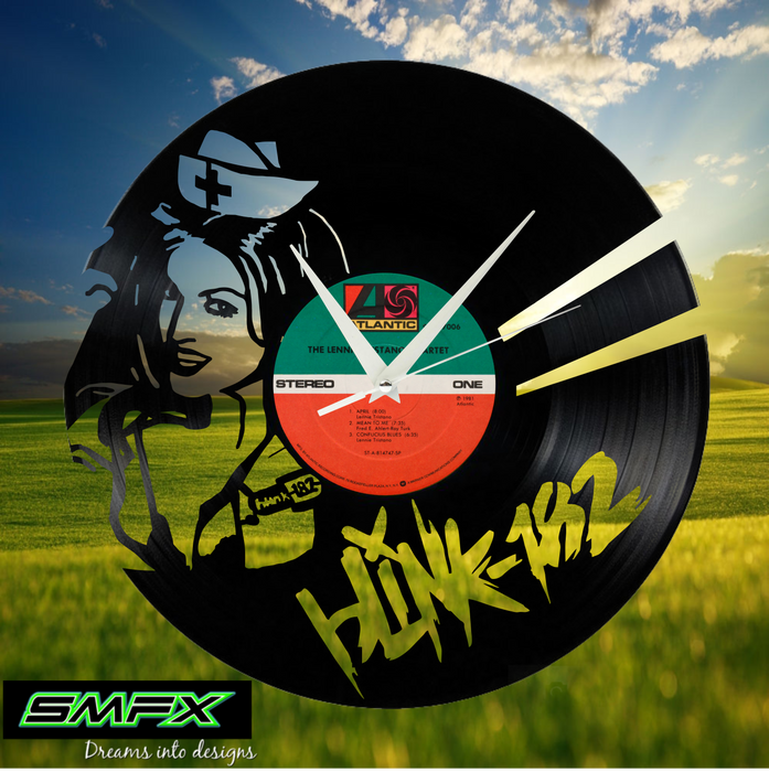 blink 182 Laser Cut Vinyl Record artist representation or vinyl clock