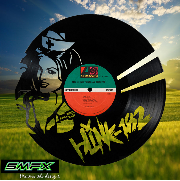 blink 182 Laser Cut Vinyl Record artist representation or vinyl clock