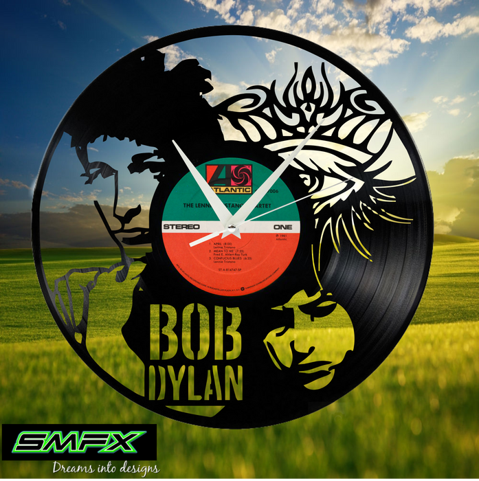 bob dylan Laser Cut Vinyl Record artist representation or vinyl clock
