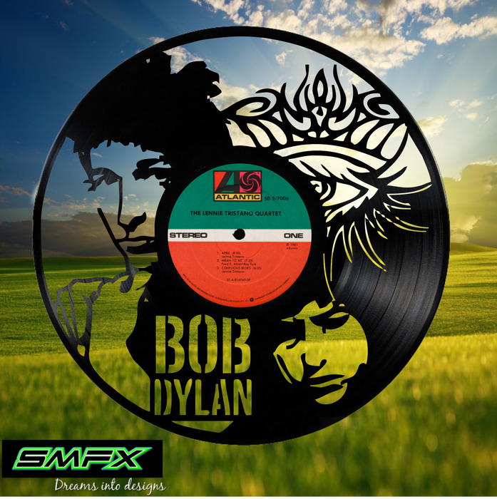bob dylan Laser Cut Vinyl Record artist representation or vinyl clock