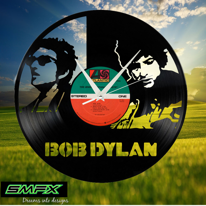 bob dylan Laser Cut Vinyl Record artist representation or vinyl clock
