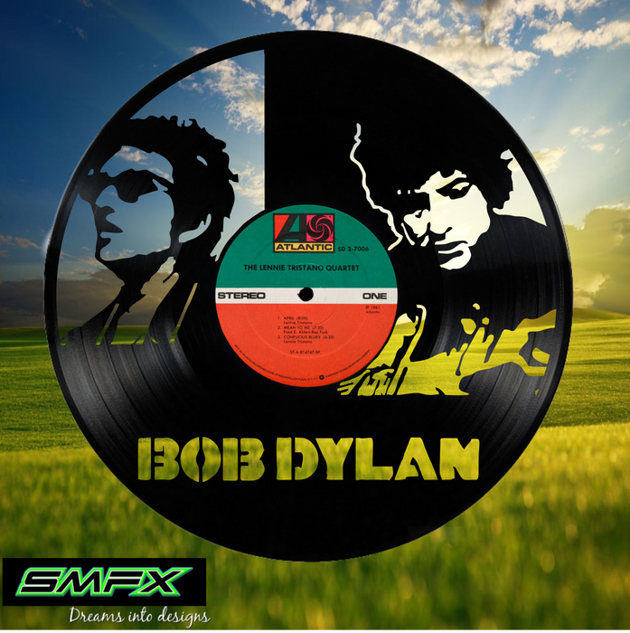 bob dylan Laser Cut Vinyl Record artist representation or vinyl clock