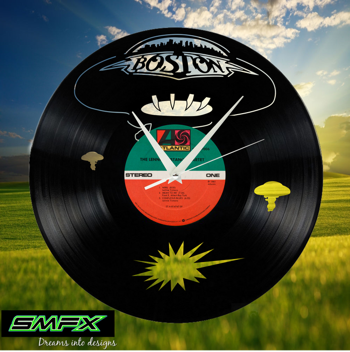BOSTON Laser Cut Vinyl Record artist representation or vinyl clock