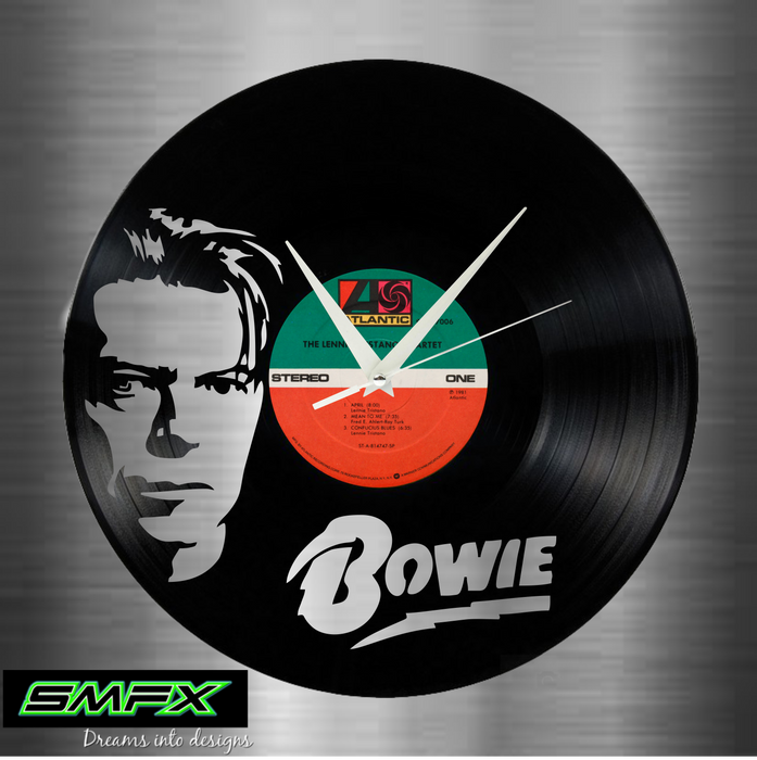 bowie Laser Cut Vinyl Record artist representation or vinyl clock