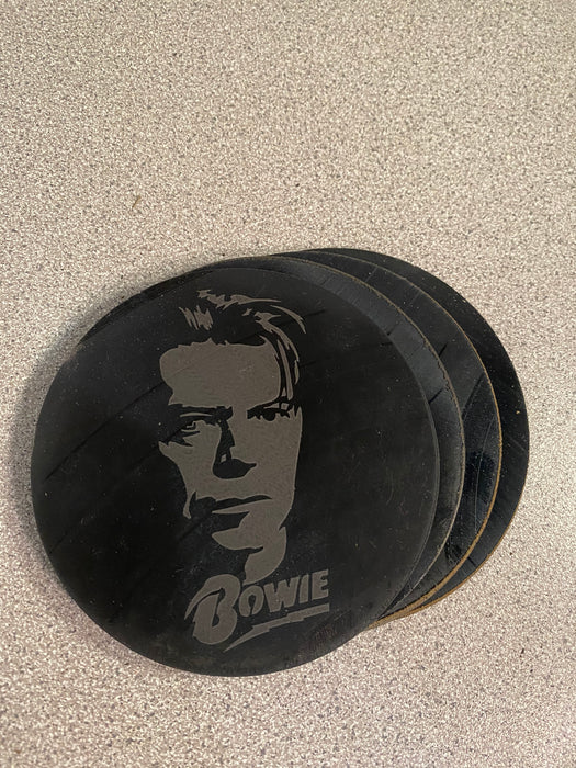 Bowie Laser Engraved Coaster Set of 4 Cut Vinyl Record artist representation