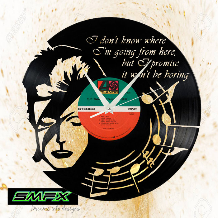bowie Laser Cut Vinyl Record artist representation or vinyl clock