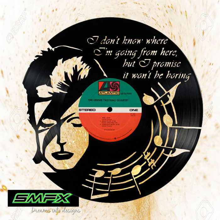 bowie Laser Cut Vinyl Record artist representation or vinyl clock