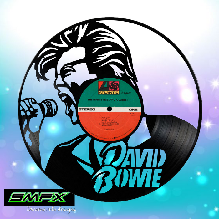 bowie Laser Cut Vinyl Record artist representation or vinyl clock