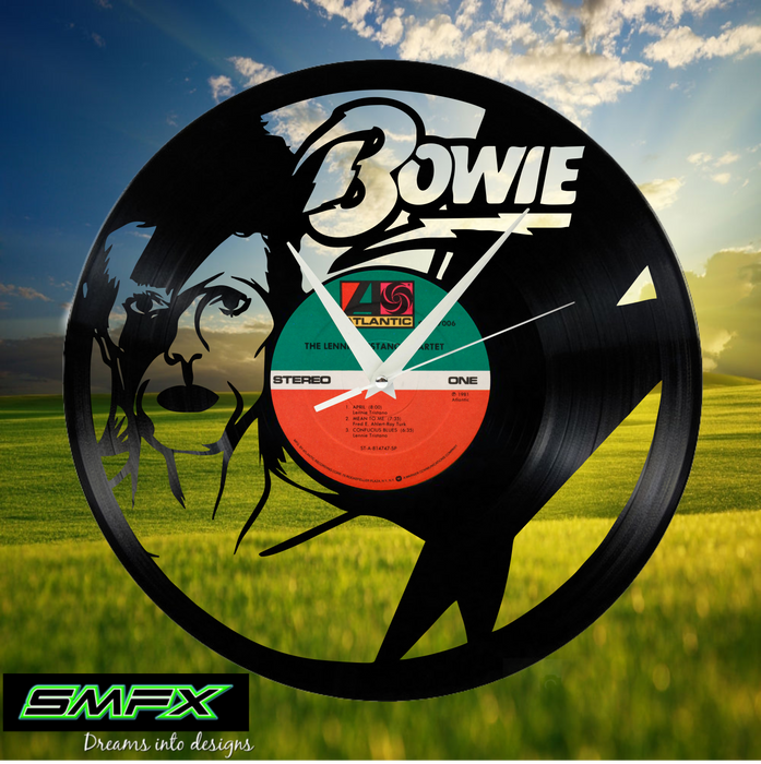 bowie Laser Cut Vinyl Record artist representation or vinyl clock