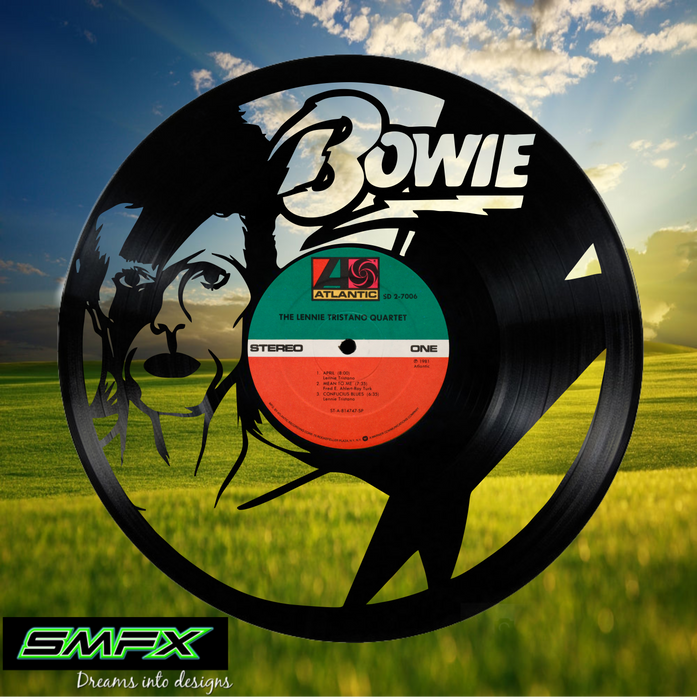 bowie Laser Cut Vinyl Record artist representation or vinyl clock