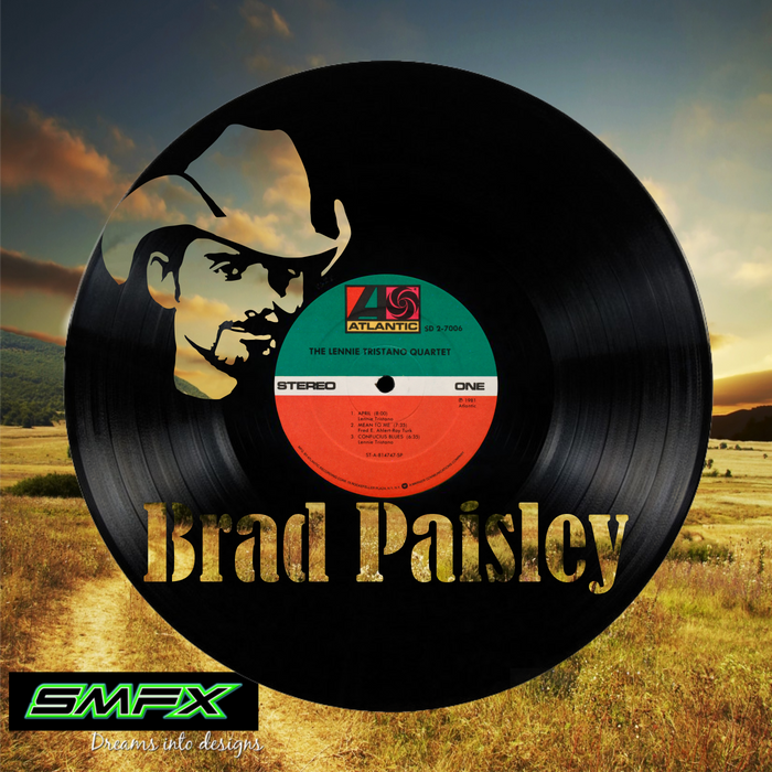 brad paisley Laser Cut Vinyl Record artist representation or vinyl clock