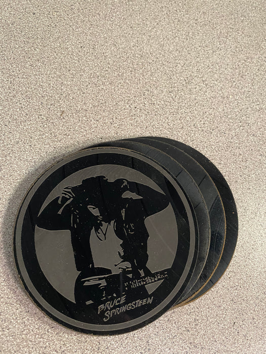 bruce springsteen Laser Engraved Coaster Set of 4 Cut Vinyl Record artist representation