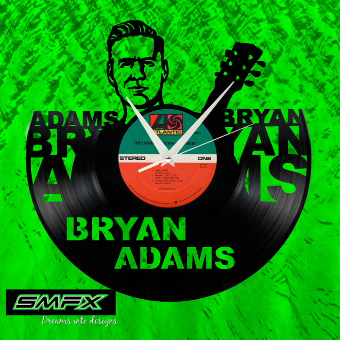 Bryan Adams Laser Cut Vinyl Record artist representation or vinyl clock
