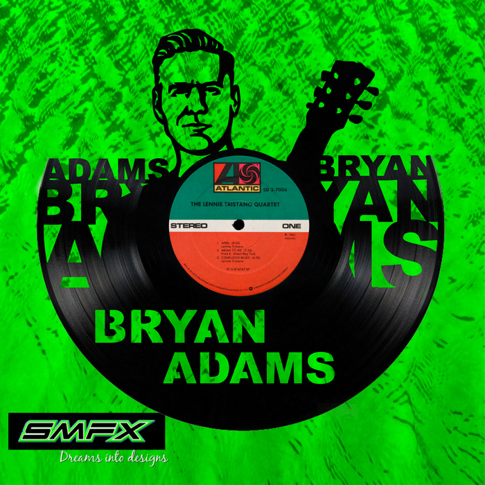 Bryan Adams Laser Cut Vinyl Record artist representation or vinyl clock