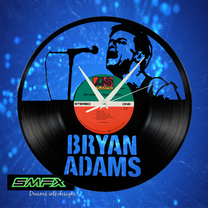Bryan Adams Laser Cut Vinyl Record artist representation or vinyl clock