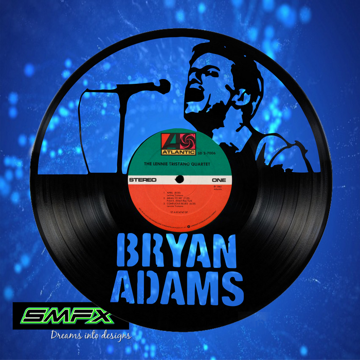 Bryan Adams Laser Cut Vinyl Record artist representation or vinyl clock