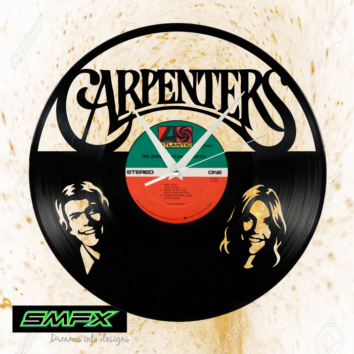 carpenters Laser Cut Vinyl Record artist representation or vinyl clock
