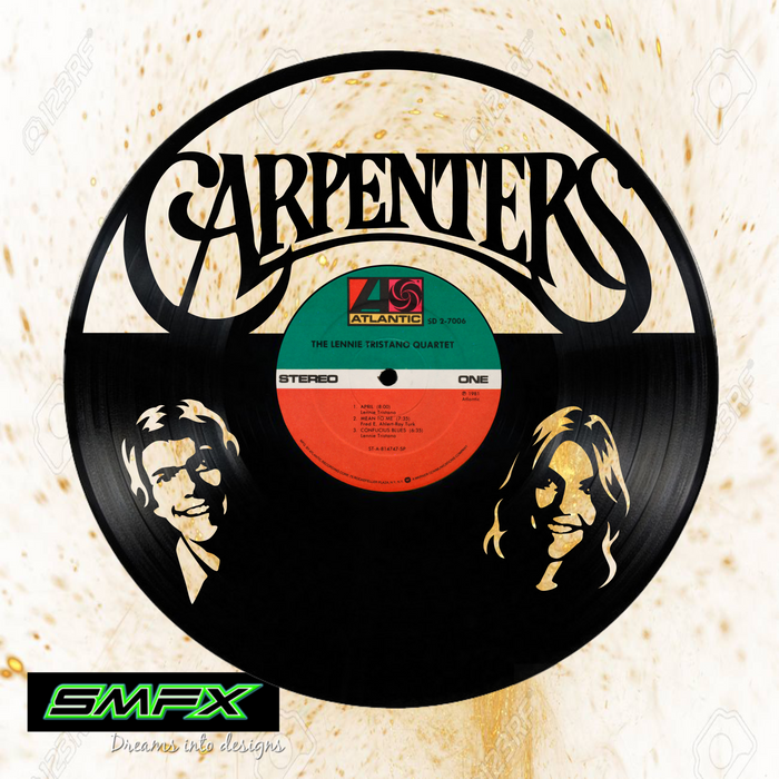 carpenters Laser Cut Vinyl Record artist representation or vinyl clock