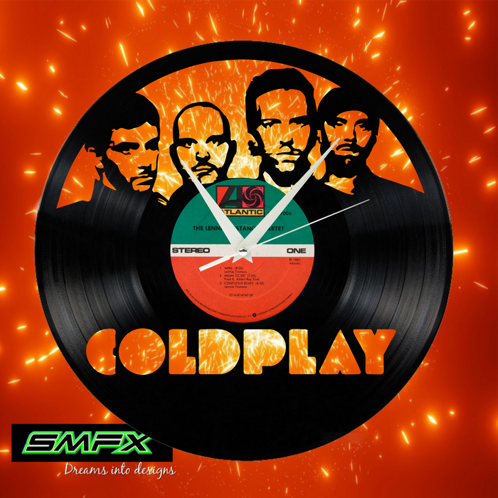 coldplay Laser Cut Vinyl Record artist representation or vinyl clock