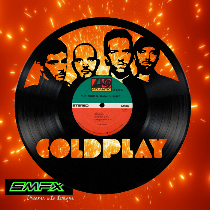 coldplay Laser Cut Vinyl Record artist representation or vinyl clock