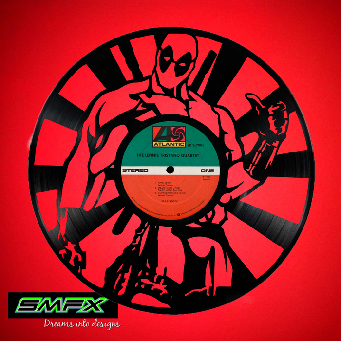 deadpool Laser Cut Vinyl Record artist representation or vinyl clock