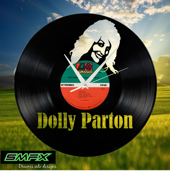 dolly parton Laser Cut Vinyl Record artist representation or vinyl clock