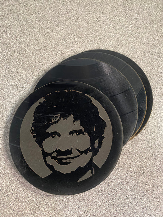 ed sheeran Laser Engraved Coaster Set of 4 Cut Vinyl Record artist representation