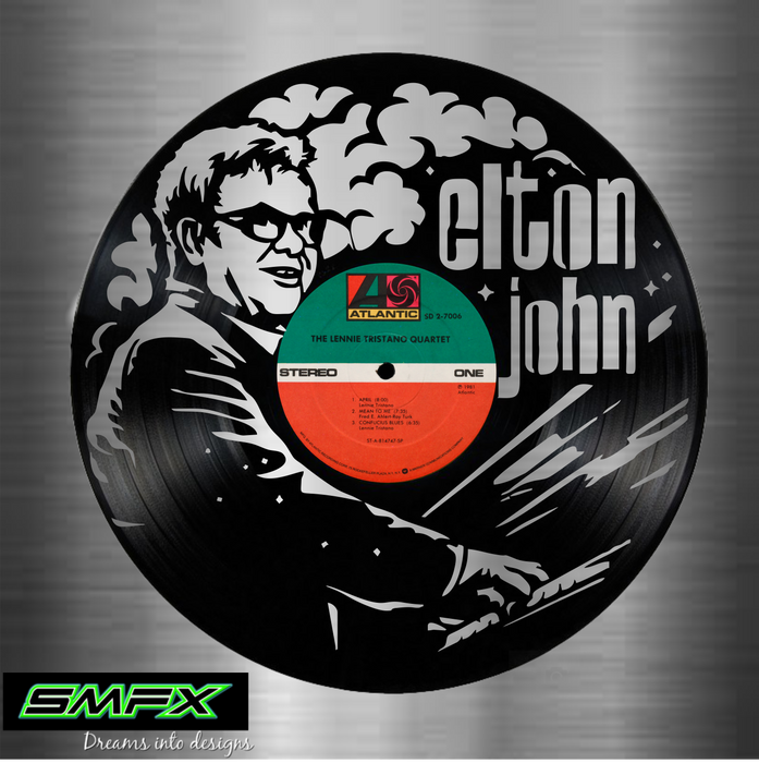 elton john Laser Cut Vinyl Record artist representation or vinyl clock