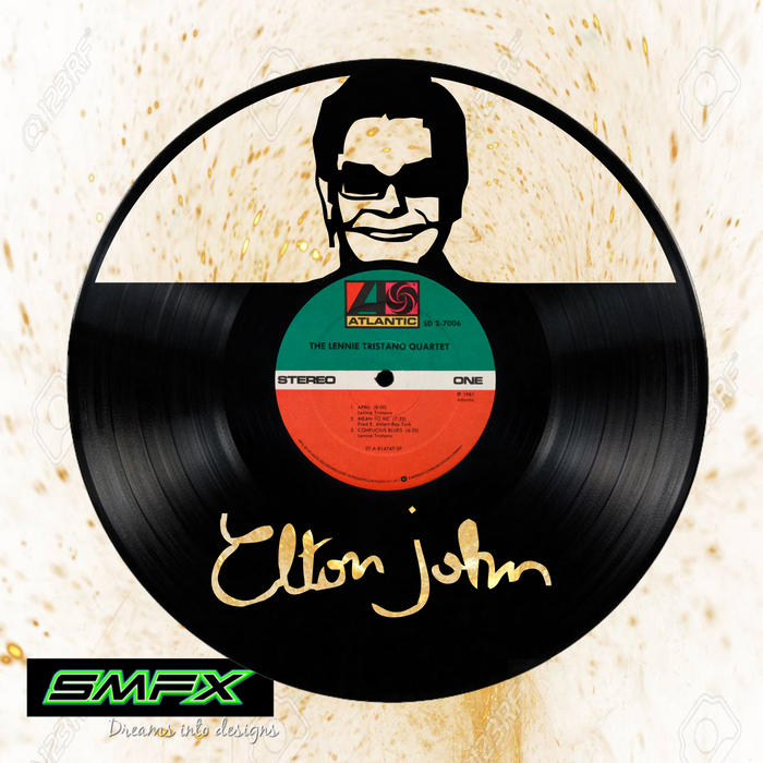 Elton john Laser Cut Vinyl Record artist representation or vinyl clock