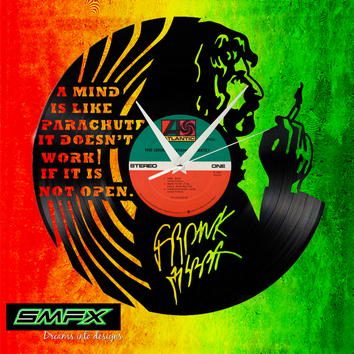 frank zappa Laser Cut Vinyl Record artist representation or vinyl clock