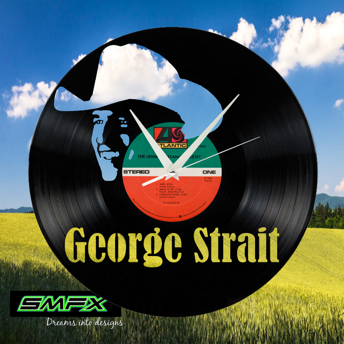 george strait Laser Cut Vinyl Record artist representation or vinyl clock