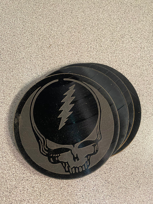 grateful dead Laser Engraved Coaster Set of 4 Cut Vinyl Record artist representation