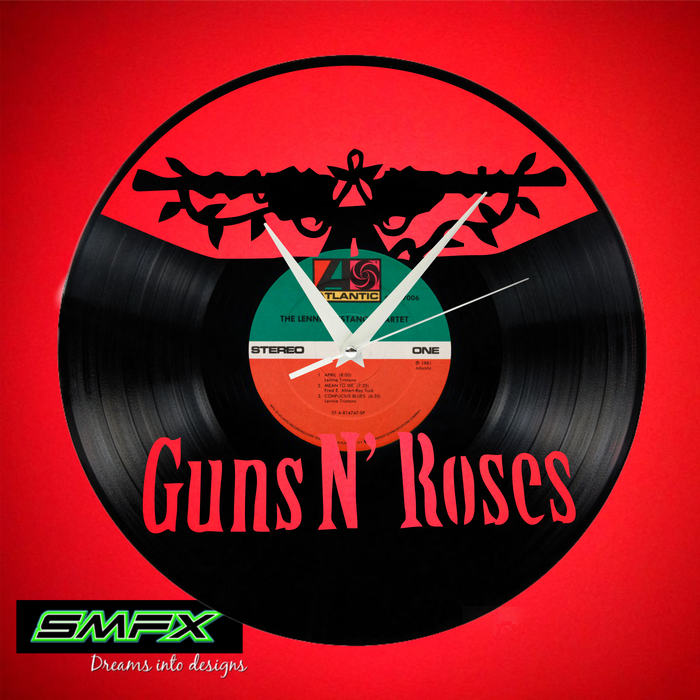 guns and roses Laser Cut Vinyl Record artist representation or vinyl clock